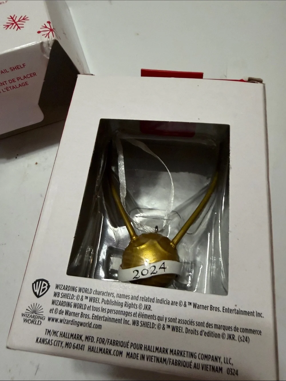 Hallmark Golden Snitch Harry Potter Necklace Ornament in Gold and Cream 2024